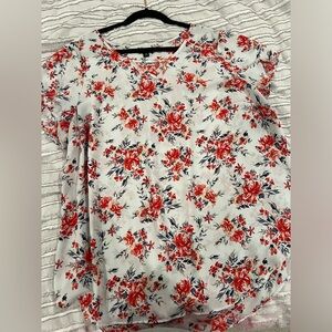 Torrid red, white floral top